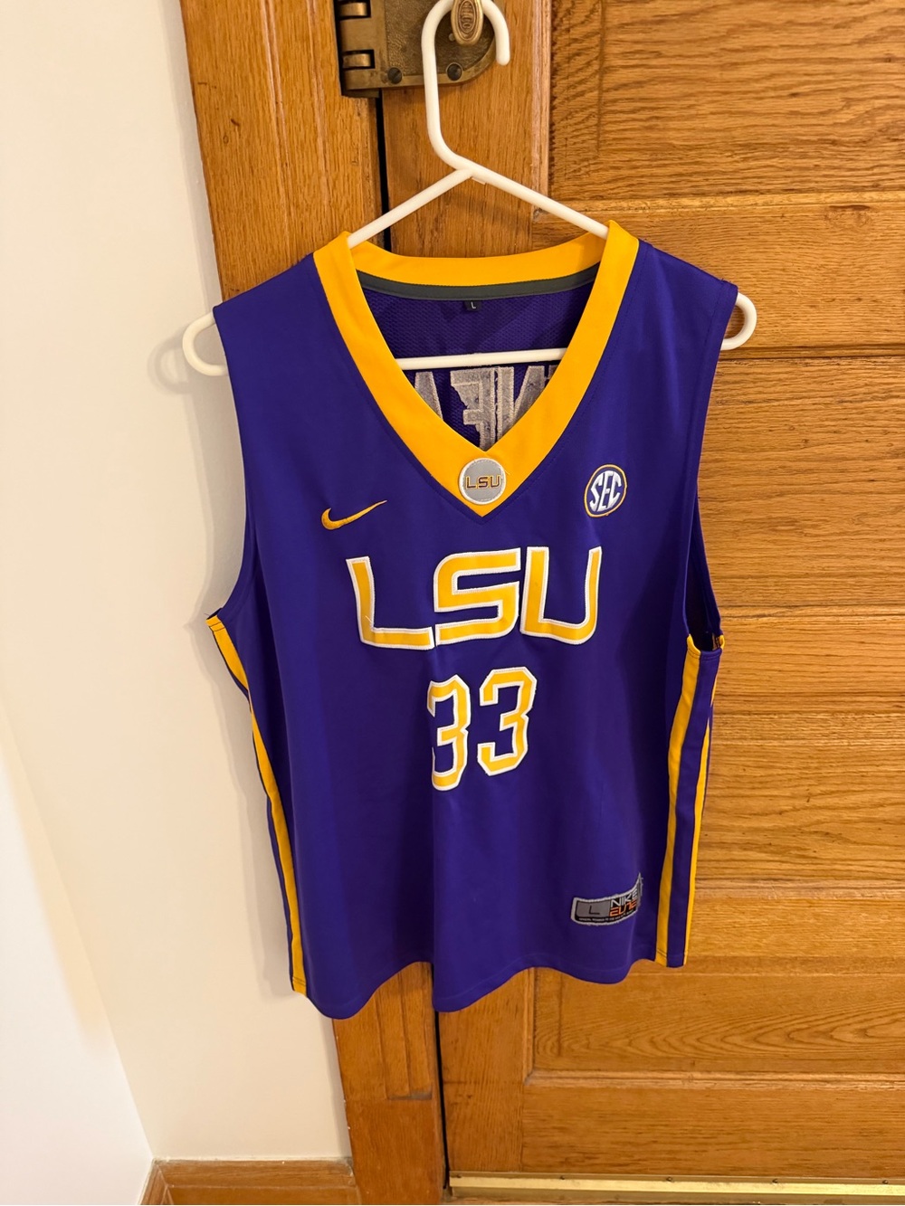 Nike LSU Purple & Gold Basketball Jersey 33 - Team Logo